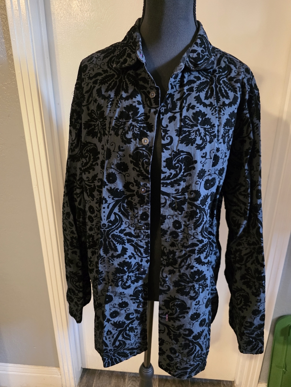 Rocawear Black Velvet Burnout Shirt with Purple Label